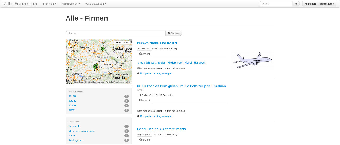 Screenshot of Business Directory