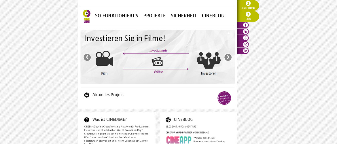 Screenshot of CINEDIME